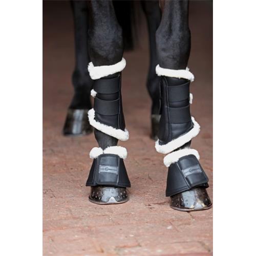 Kožené zvony Covalliero Pelisa, s kožíškem, černé - vel. Pony Zvony Covalliero Pelisa, černé, Pony