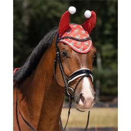 Vánoční čabraka QHP, červená - vel. Pony Čabraka na uši QHP Vánoce, červená, Pony