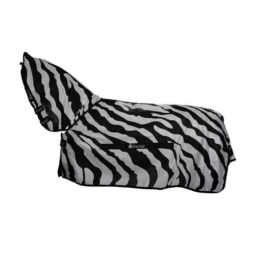 Síťovaná deka proti hmyzu Bucas Buzz-Off S/S 2025, zebra - vel. 145 cm Síťová deka s krkem Bucas Buzz-Off SS 25, zebra, vel. 145