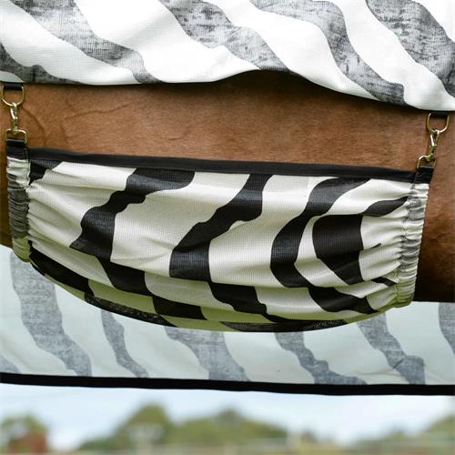 Síťovaná deka proti hmyzu Bucas Buzz-Off S/S 2025, zebra - vel. 145 cm Síťová deka s krkem Bucas Buzz-Off SS 25, zebra, vel. 145