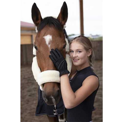 Jezdecké rukavice Equitheme Strass, černé - vel. S Rukavice jezdecké Equitheme Strass, černé, S