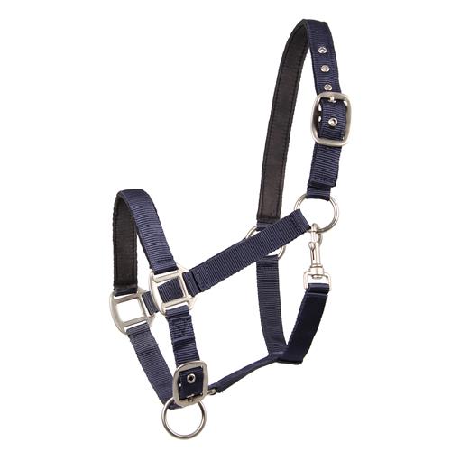 Nylonová ohlávka ELT Satin, 2 x podložená, 2x stavitelná, modrá - vel. Pony Ohlávka nylon Satin, 2xpodl., modrá, vel. Pony