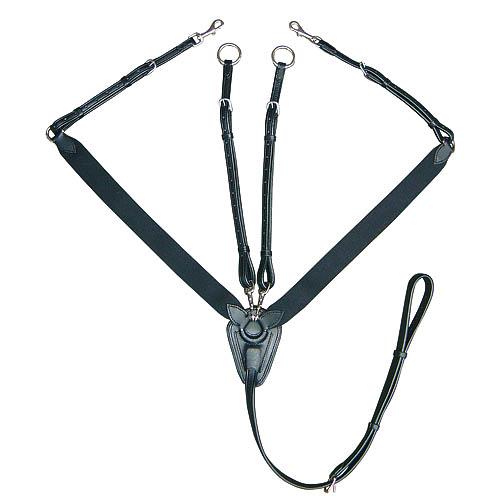 Elastický poprsník Harrys Horse, s vidlicí, černý - vel. Full Poprsník elastický s martingalem, černý, vel. Full