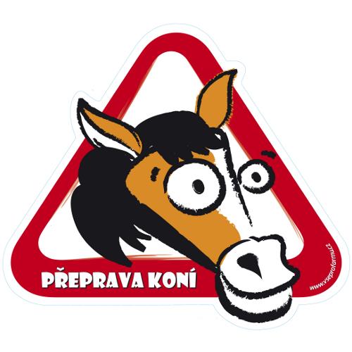 Výstražná samolepka PŘEPRAVA KONÍ - sítotisk Výstražná samolepka PŘEPRAVA KONÍ - sítotisk