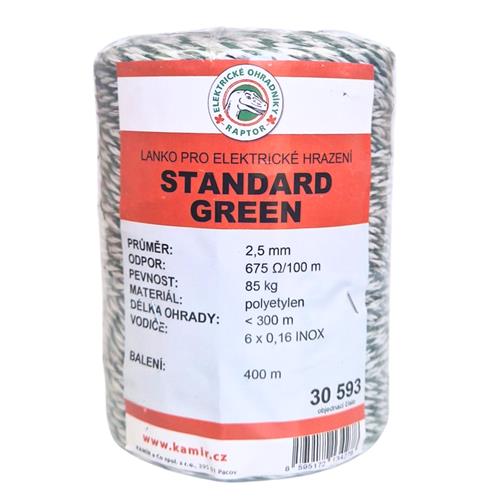 Polyetylenové lanko pro elektrické ohradníky STANDARD GREEN 2,5 mm - 400 m Polyetylenové lanko pro elektrické ohradníky STANDARD GREEN 2,5 mm