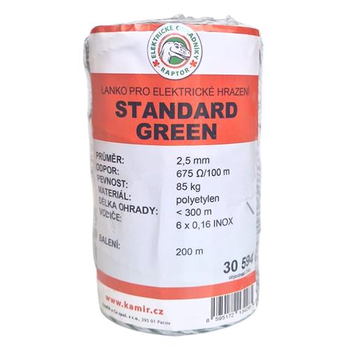 Polyetylenové lanko pro elektrické ohradníky STANDARD GREEN 2,5 mm - 200 m Polyetylenové lanko pro elektrické ohradníky STANDARD GREEN 2,5 mm