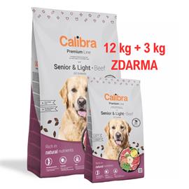 Calibra Dog Premium Line Senior&Light, hovězí, 12 kg + 3 kg ZDARMA