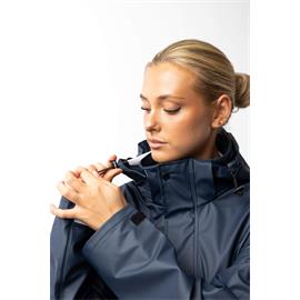 Nepromokavá pláštěnka Horze Hazel, modrá - vel. 38 Kabát-pláštěnka Horze Hazel, dlouhý, vel. 38