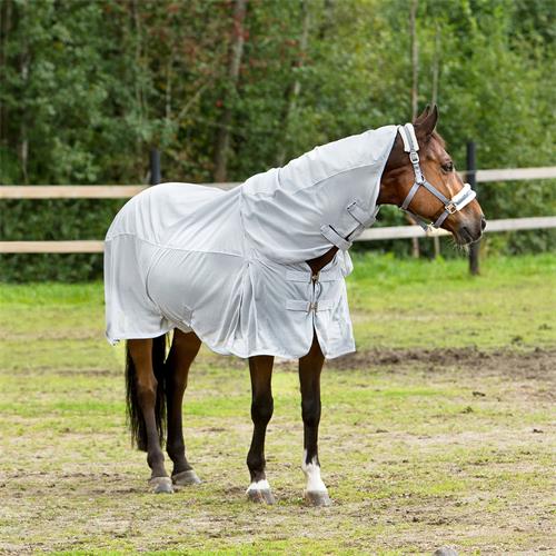 Nepromokavá / letní síťovaná deka Horze Nevada, s krkem, šedá - vel. 125/175 cm Deka síťovaná Horze, s krkem, šedá