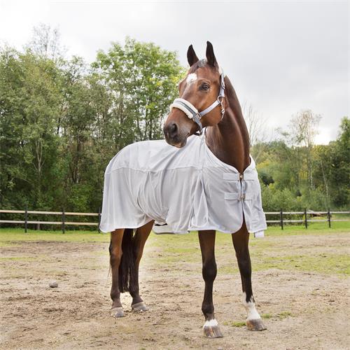 Nepromokavá / letní síťovaná deka Horze Nevada, s krkem, šedá - vel. 125/175 cm Deka síťovaná Horze, s krkem, šedá