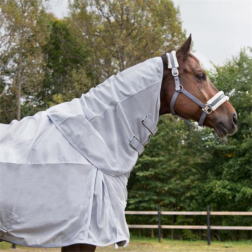 Nepromokavá / letní síťovaná deka Horze Nevada, s krkem, šedá - vel. 125/175 cm Deka síťovaná Horze, s krkem, šedá