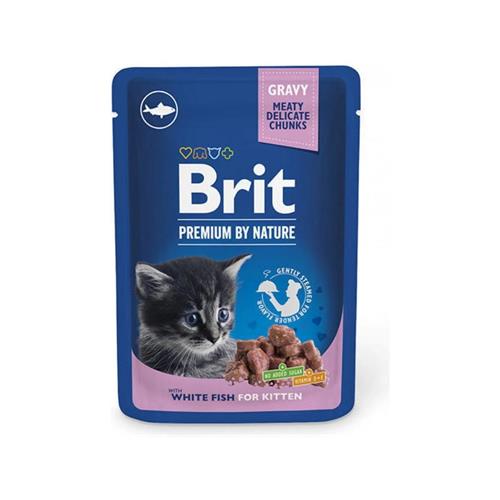 BRIT Premium Kitten whit fish Chunks kapsička 100 g Kapsička pro koťata Brit, bílá ryba s omáčkou, 100g