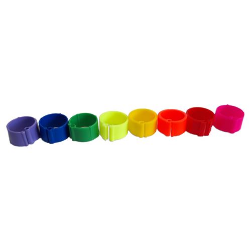Zámkové rozlišovací kroužky na slepice 16 mm - oranžová Kroužky rozlišovací pro drůbež 16 mm, klip, neon oranžová, 1 ks