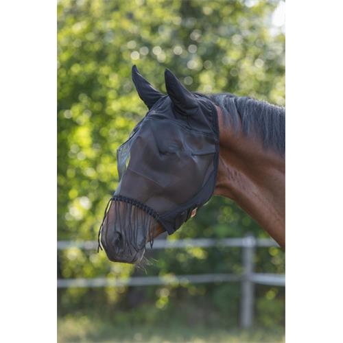 Maska proti hmyzu s ušima a třásněmi Covalliero, černá - vel. Cob Maska s ušima a třásněmi Covalliero, černá, vel. Cob