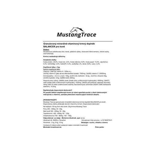 Minerální doplněk pro koně Mustang Trace, 3 kg - Před expirací nebo datem minimální trvanlivosti Minerální doplněk pro koně Mustang Trace, 3 kg
