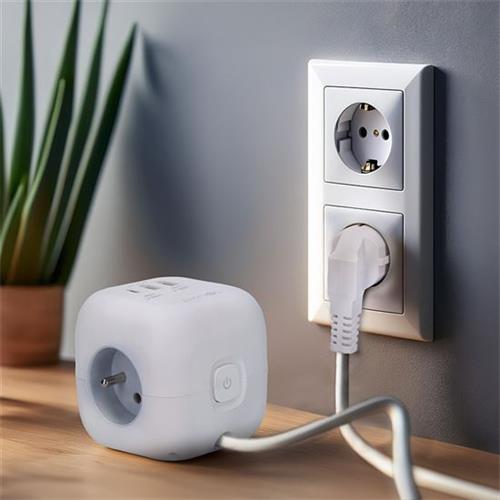 Prodlužovací přívod Solight, 3× zásuvka+USB A+C, kostka, 2 m Prodlužovací přívod Solight, 3× zásuvka+USB A+C, kostka, 2 m
