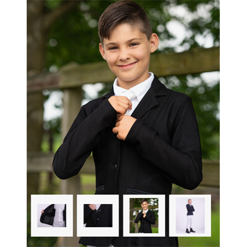 Dětské jezdecké sako QHP Mesh Junior, černé - černé, vel. 176 Sako dětské QHP Mesh Junior, černé, vel. 176