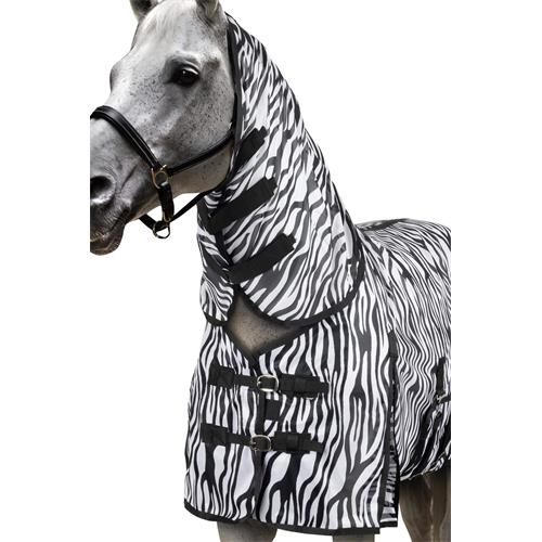Deka proti hmyzu Horze Defender s krkem, zebra - 155/205 cm Deka síťovaná Horze Defender s krkem, zebra 155 cm