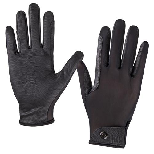 Jezdecké rukavice QHP Solares S/S 2025, černé - vel. M Letní jezdecké rukavice Solares QHP SS 2025, černé, M