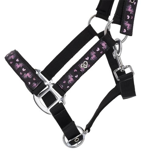Ohlávka QHP AW 25/26 Lize, černo-fialová - vel. Pony Ohlávka QHP AW 25/26 Lize, černo-fialová, vel. Pony