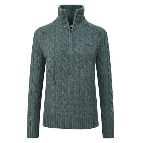 Dámský svetr s vlnou HVP Dunya AW 25/26, tmavě zelený - zelený melír, vel. XL Svetr s vlnou dámský HVP Dunya AW 25/26, zelený, vel. XL