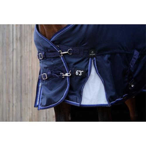 Nepromokavá deka Ekkia Tyrex 220g, modrá, 1680 D - vel. 145 cm Nepromokavá deka s krkem Equithéme Tyrex, modrá, AW 25/26, 220 g, vel. 145 cm