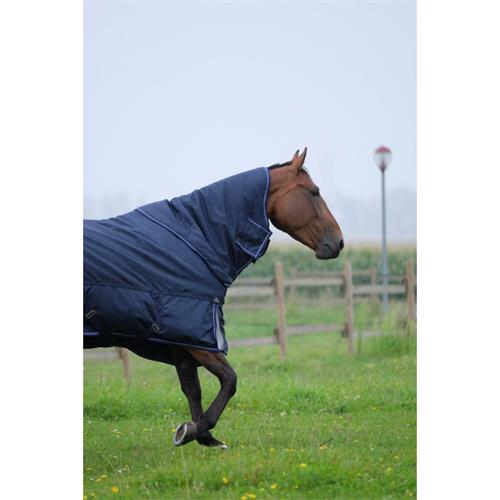 Nepromokavá deka Ekkia Tyrex 220g, modrá, 1680 D - vel. 155 cm Nepromokavá deka s krkem Equithéme Tyrex AW 25/26, modrá,  220 g, vel. 155 cm