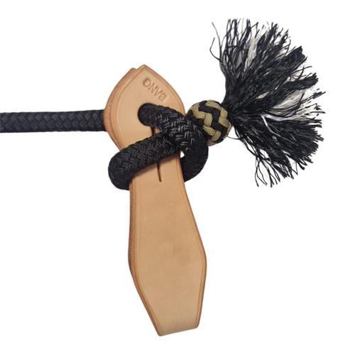 Otěže Bang slobber 14mm, 3,4 m, paracord, černé s přírodní kůží Otěže Bang slobber 14mm, 3,4 m, paracord, černé s přírodní kůží