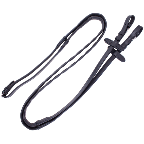 Otěže ergonomické s gumou, černé, full Otěže ergonomické s gumou, černé, full