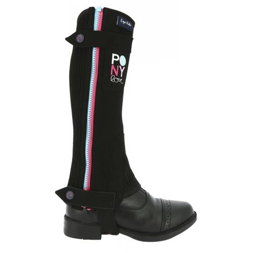 Dětské jezdecké minichapsy Equitheme Pony Love, černé - 8 let Minichaps dětské Equi-KIDS Pony Love, 8 let