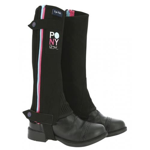 Dětské jezdecké minichapsy Equitheme Pony Love, černé - 8 let Minichaps dětské Equi-KIDS Pony Love, 8 let