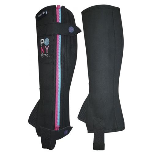 Dětské jezdecké minichapsy Equitheme Pony Love, černé - 8 let Minichaps dětské Equi-KIDS Pony Love, 8 let