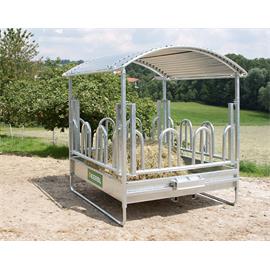 Příkrmiště čtyřhranné KERBL pro skot a koně, pozinkované, 2,1 x 2,1 x 2,5 m, 12 míst