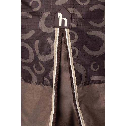 Nepromokavá deka Horze Glasgow AW 25/26, 0 gr, hnědá s podkovami - vel. 145/195 Deka nepromokavá Horze AW 25/26 Glasgow, 0g, vel. 145/195 XX
