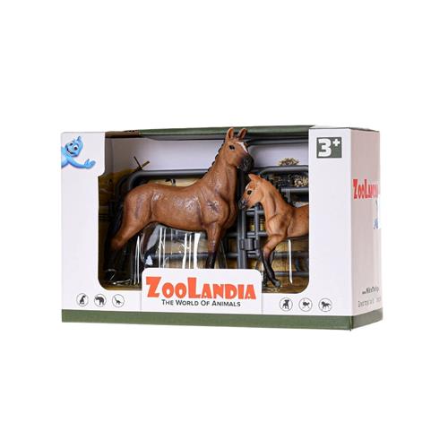 Kůň s hříbětem a doplňky Zoolandia - Hnědý Kůň s hříbětem a doplňky Zoolandia, hnědák