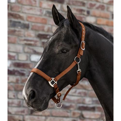 Nylonová ohlávka Waldhausen Satin, 2 x podložená, 2x stavitelná, hnědá - vel. Cob Ohlávka nylon Satin, skořicová, vel. Cob