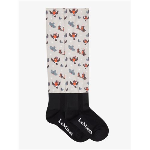 Jezdecké podkolenky LeMieux Xmas Robins AW 25/26, almond - vel. S Podkolenky LeMieux Xmas Robins Almond AW25, vel. S