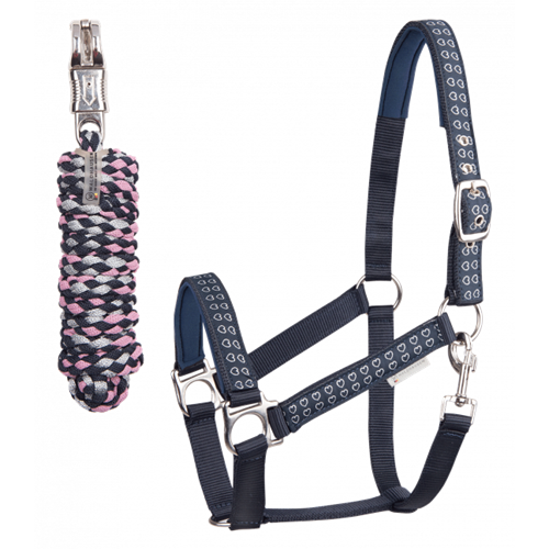 Ohlávkový set Elt Lucky Heart, modrý - vel. Pony Set ohlávkový ELT Lucky Heart, modrý, Pony