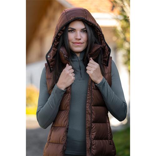 Dámská zimní vesta Covalliero 2023, dlouhá, hnědá - vel. S Vesta zimní Covalliero 2023, hnědá, S