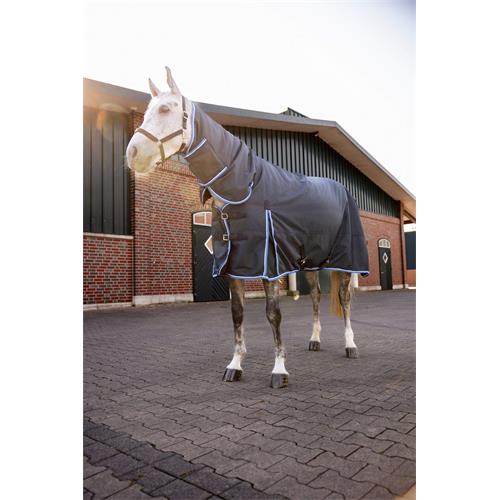 Nepromokavá deka Horze Glasgow s krkem, 400g, modrá - vel. 155/205 Deka Horze Glasgow s krkem 400 g, modrá, vel. 155 cm