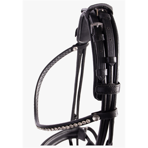 Kožená uzdečka QHP Cyrelle, černá - vel. Cob Uzdečka kožená QHP Cyrelle, černá, Cob