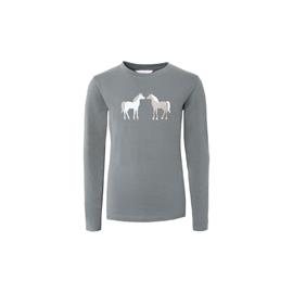 Dětské triko s dlouhým rukávem Horze Leighton, šedé