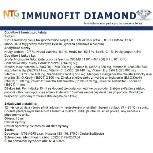 Imunostimulační pasta pro novorozená telata Immunofit Diamond, 15 ml Imunostimulační pasta pro novorozená telata Immunofit Diamond, 15 ml