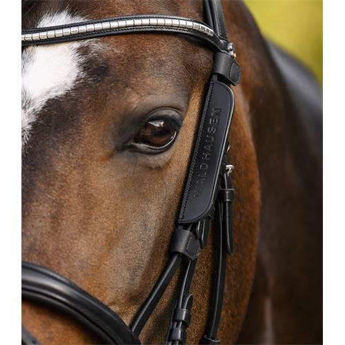 Kožený blinkers/klapky na uzdečku Waldhausen - černý Blinkers na uzdečku Waldhausen, kožený, černý