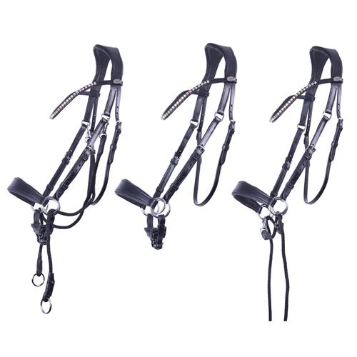 Kožená bezudidlová uzdečka QHP Sunna, černá - vel. Cob Uzdečka bezudidlová QHP Sunna, černá, vel. Cob