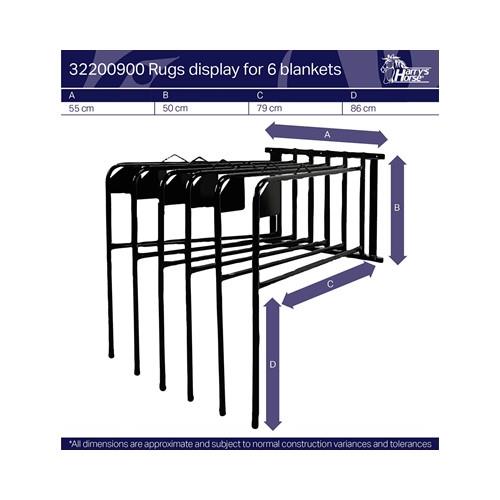 Držák na podsedlové dečky a deky, 6-ramenný, na zeď, černý Držák na podsedlové dečky a deky, 6-ramenný, na zeď, černý