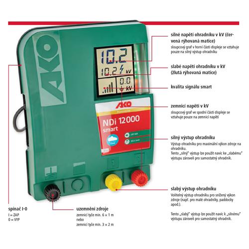 Zdroj pro elektrický ohradník AKO Digital NDi 12000 smart, síťový 12 J Zdroj pro elektrický ohradník AKO AKO Digital NDi 12000 smart, síťový 12 J