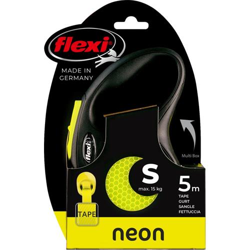 Vodítko Flexi Classic Neon páska, 5 m - vel. S, 5 m, do 15 kg Vodítko Flexi S NEON, páska, 5 m, do 15 kg - balení.