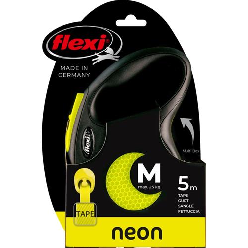 Vodítko Flexi Classic Neon páska, 5 m - vel. M, 5 m, do 25 kg Vodítko Flexi M NEON, páska, 5 m, do 25 kg - balení.