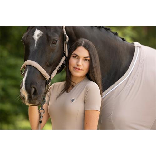 Dámské triko Covalliero V-Shape S/S 2025, krémové - vel. S Triko V-shape Covalliero SS 2025, béžové, S